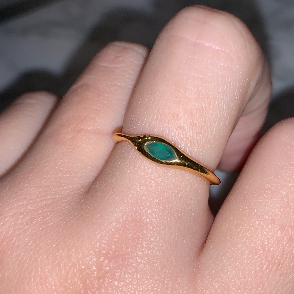 24k gold and genuine Colombian Emerald ring